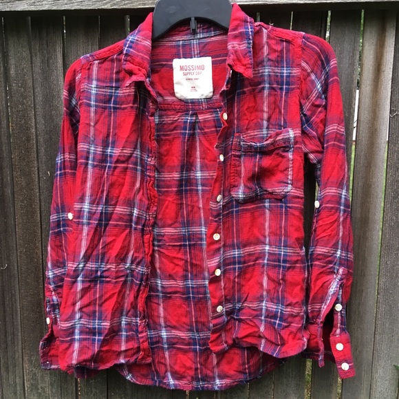 Mossimo Supply Co. Tops - Red white stripped medium flannel